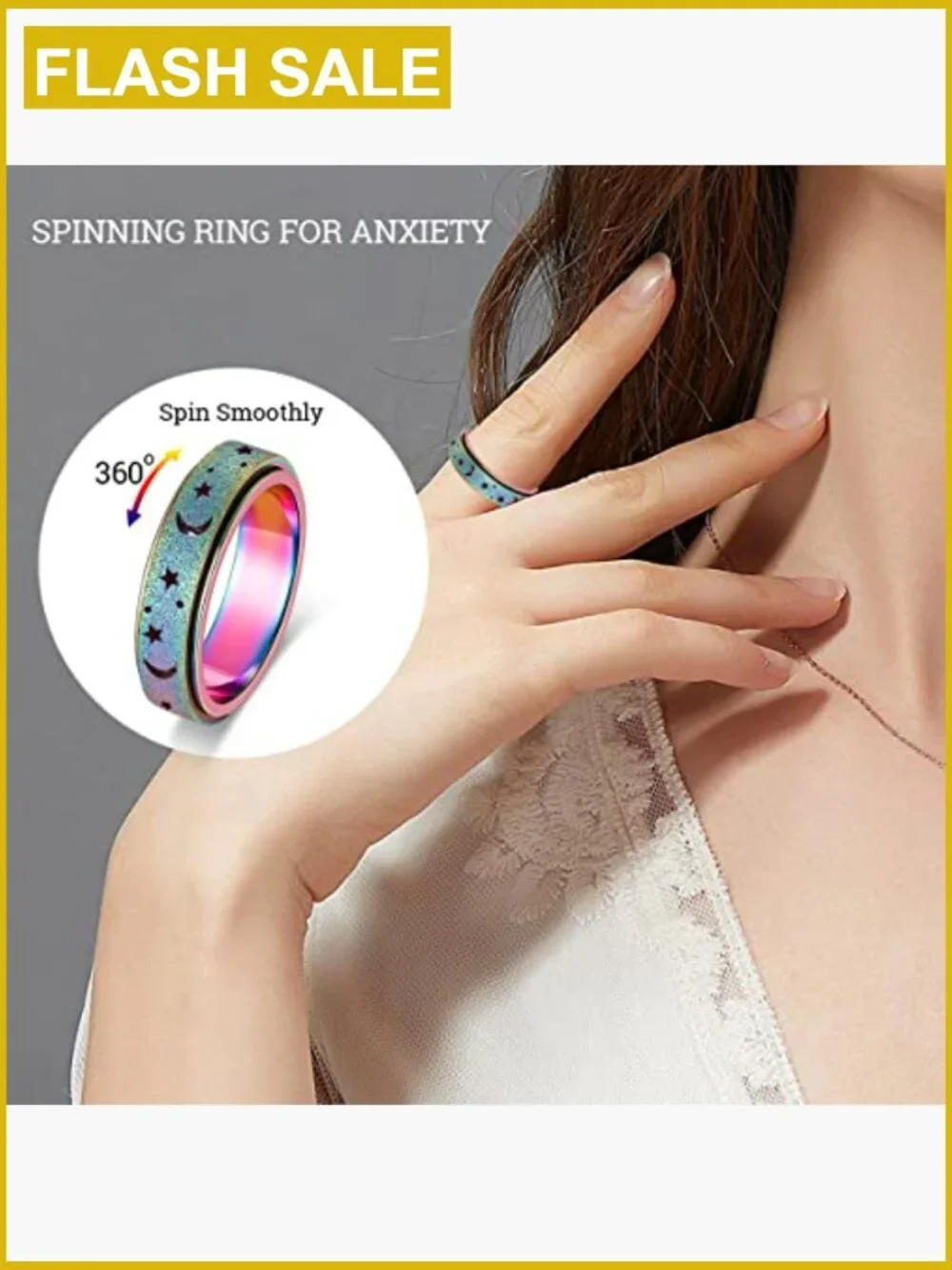 Titanium Spinner Ring for Stress Relief, 6MM Band